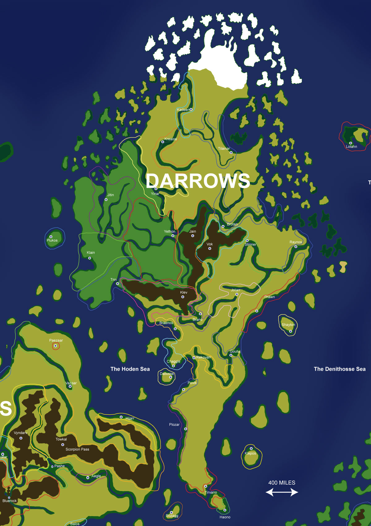 Map of the continent of Darrows