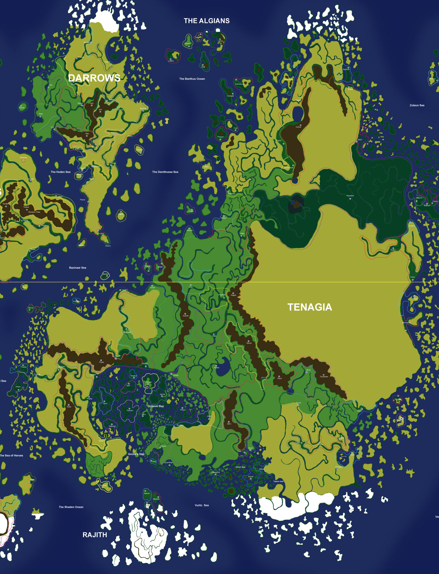 Map of the continent of Tenagia