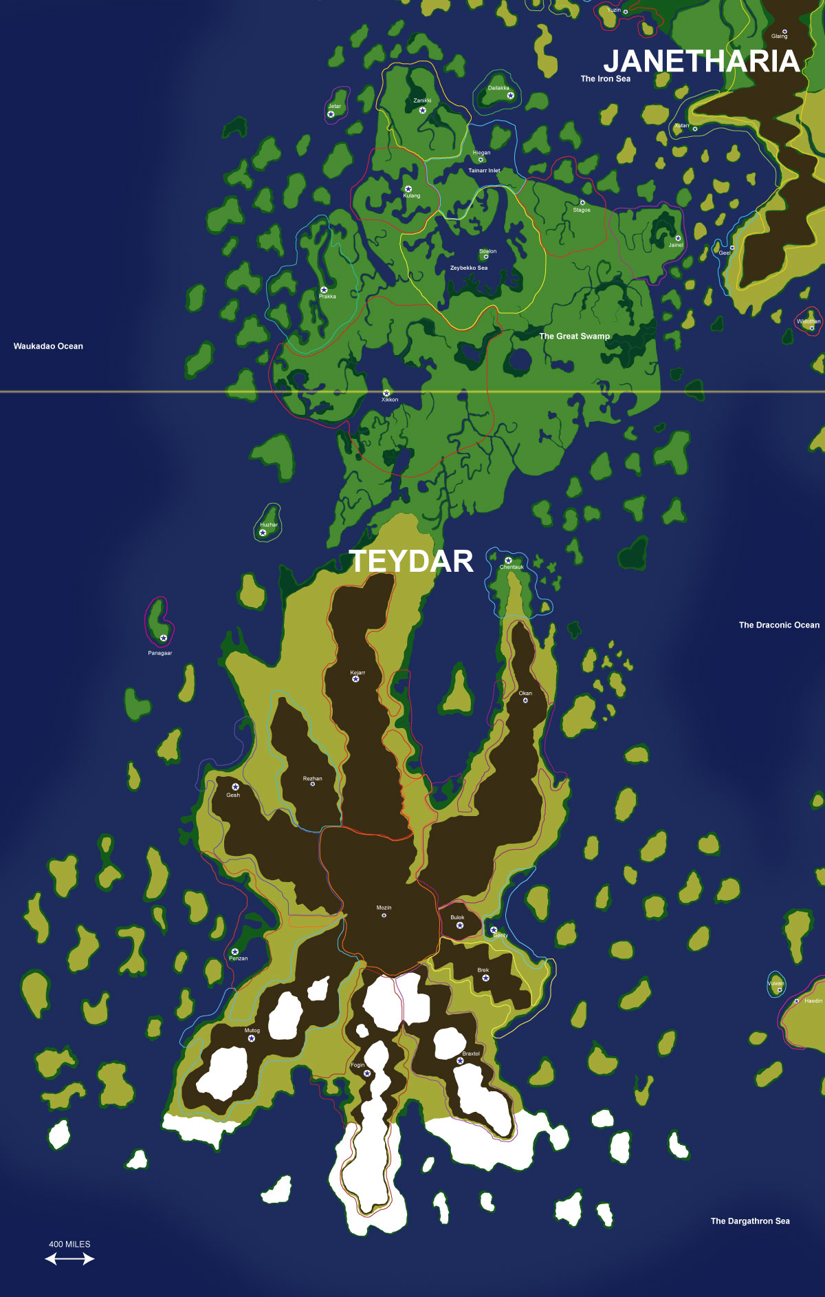 Map of the continent of Teydar