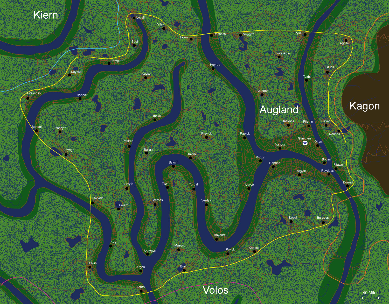 Map of the nation of Augland