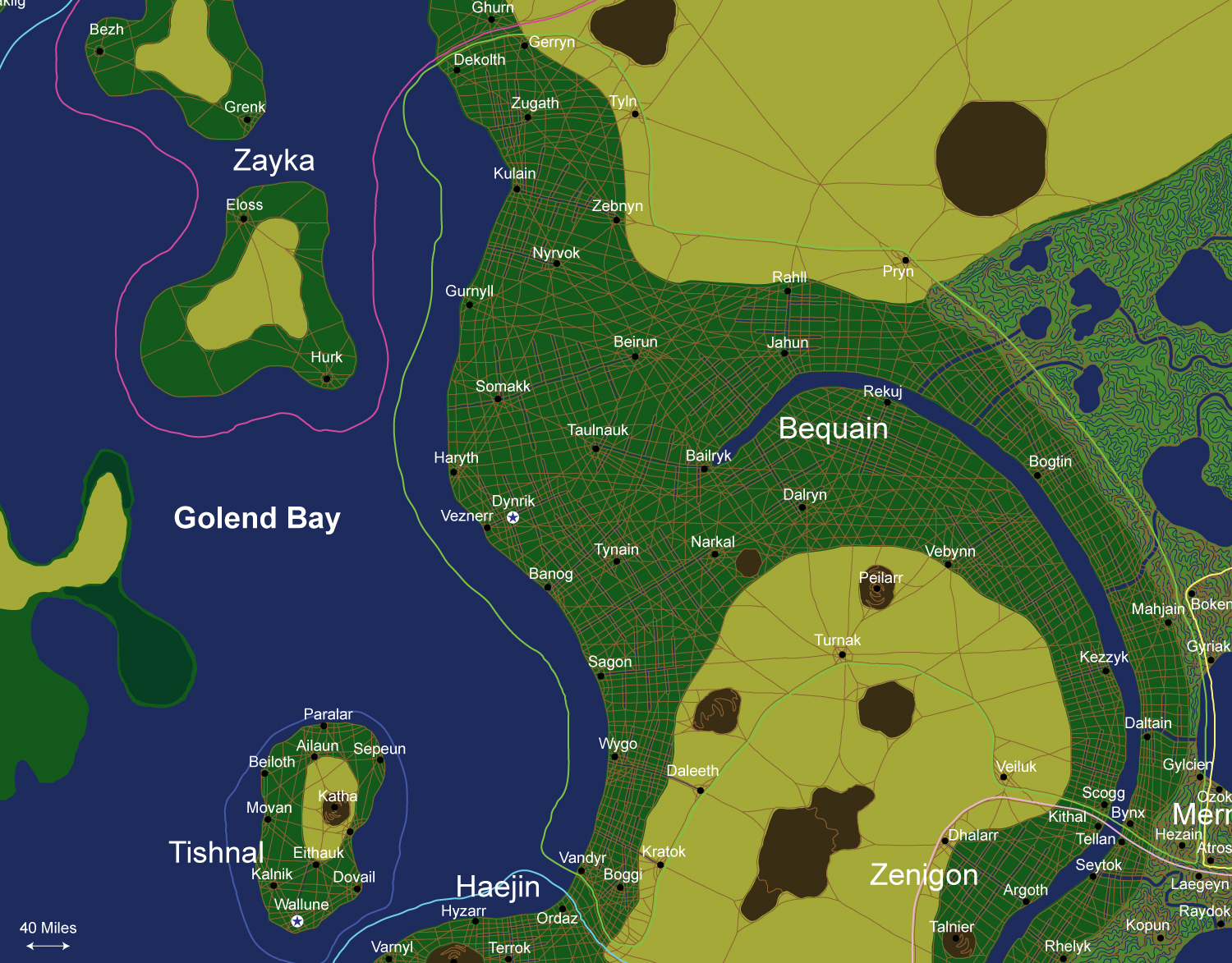 Map of the nation of Bequain