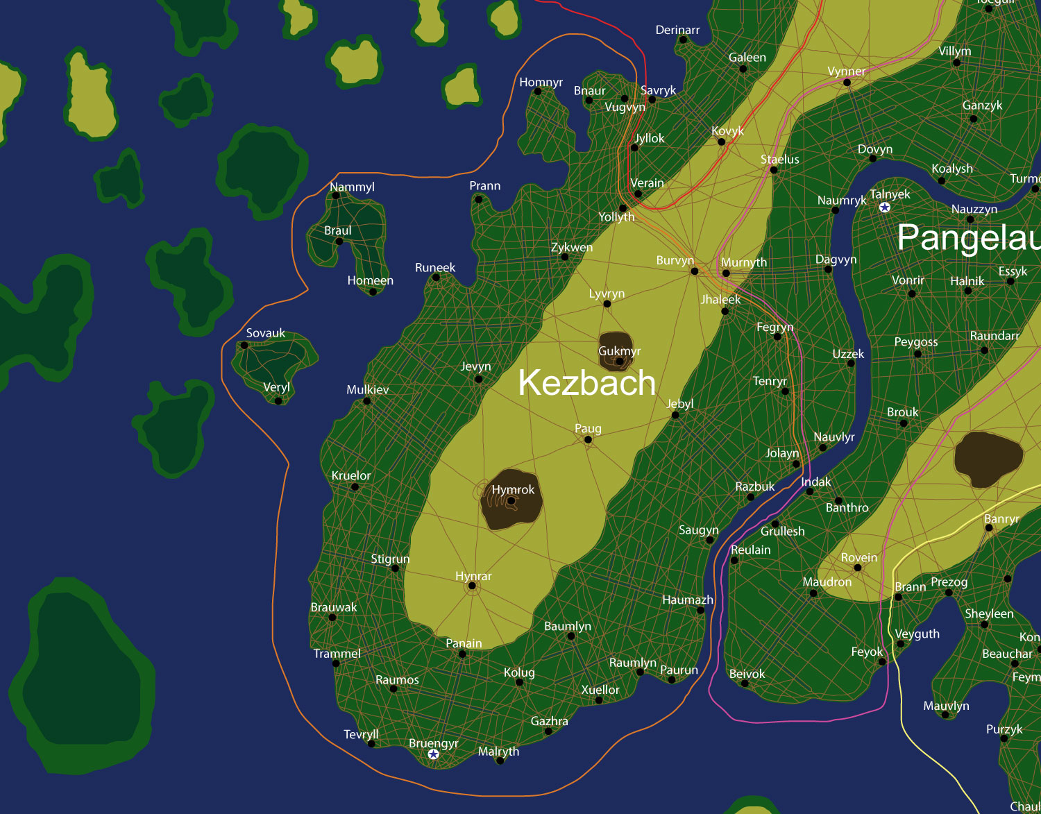 Map of the nation of Kezbach