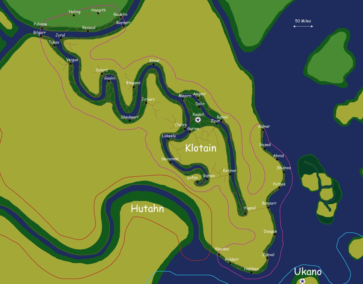 Map of the nation of Klotain