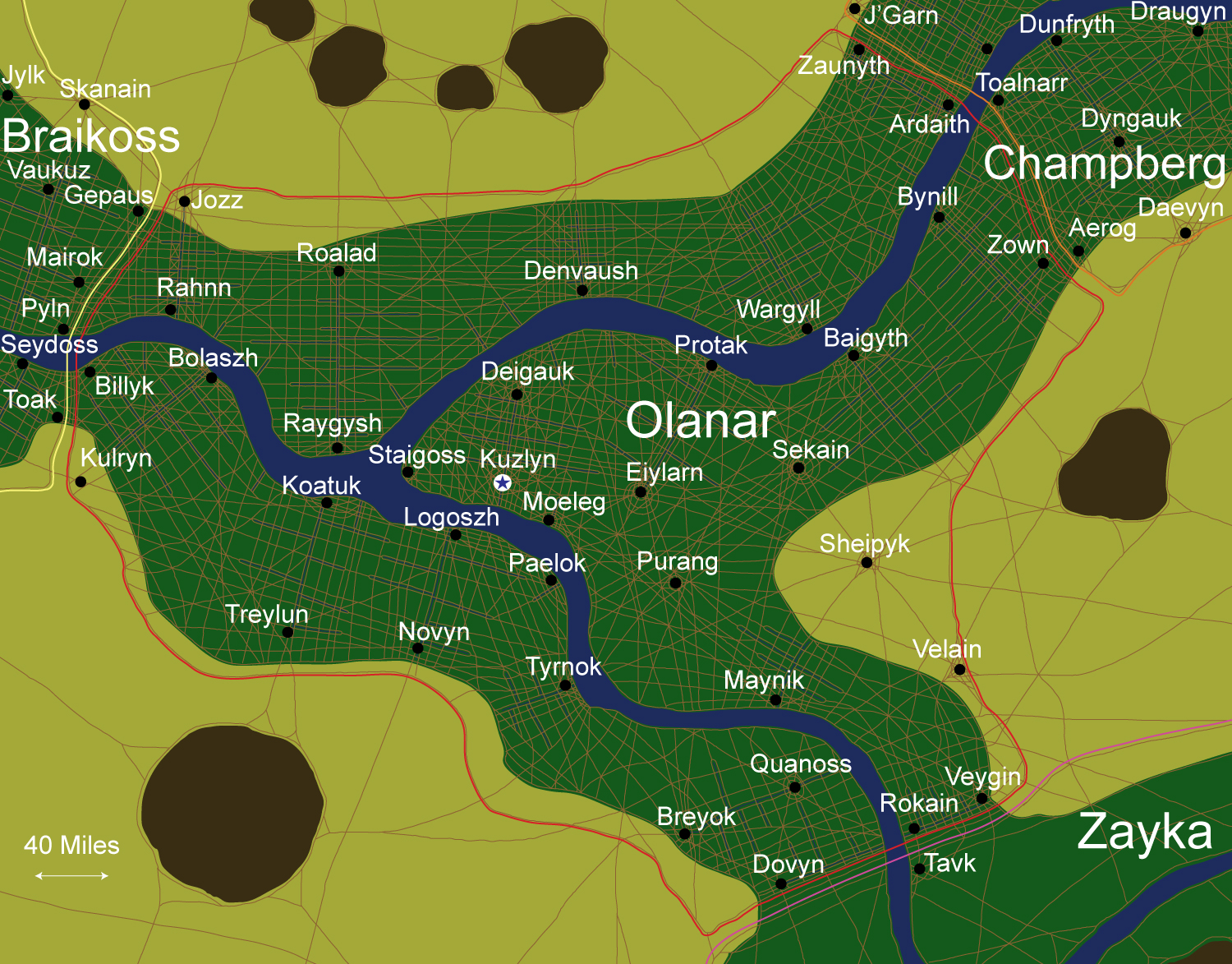 Map of the nation of Olanar