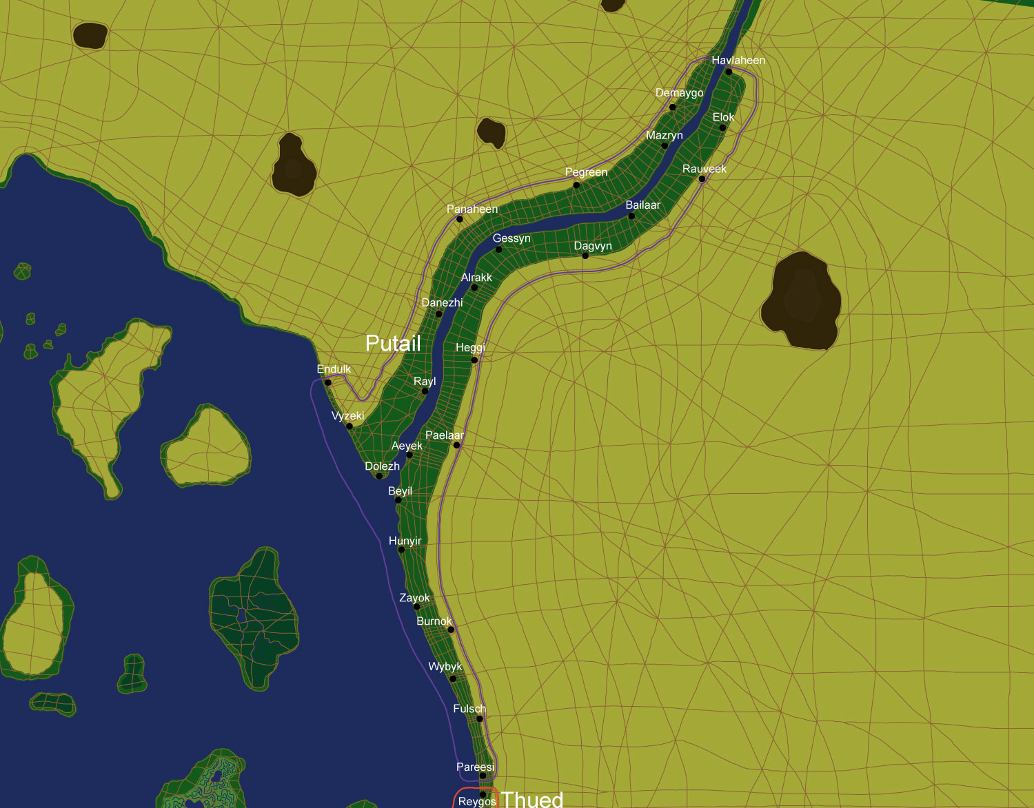 Map of the nation of Putail