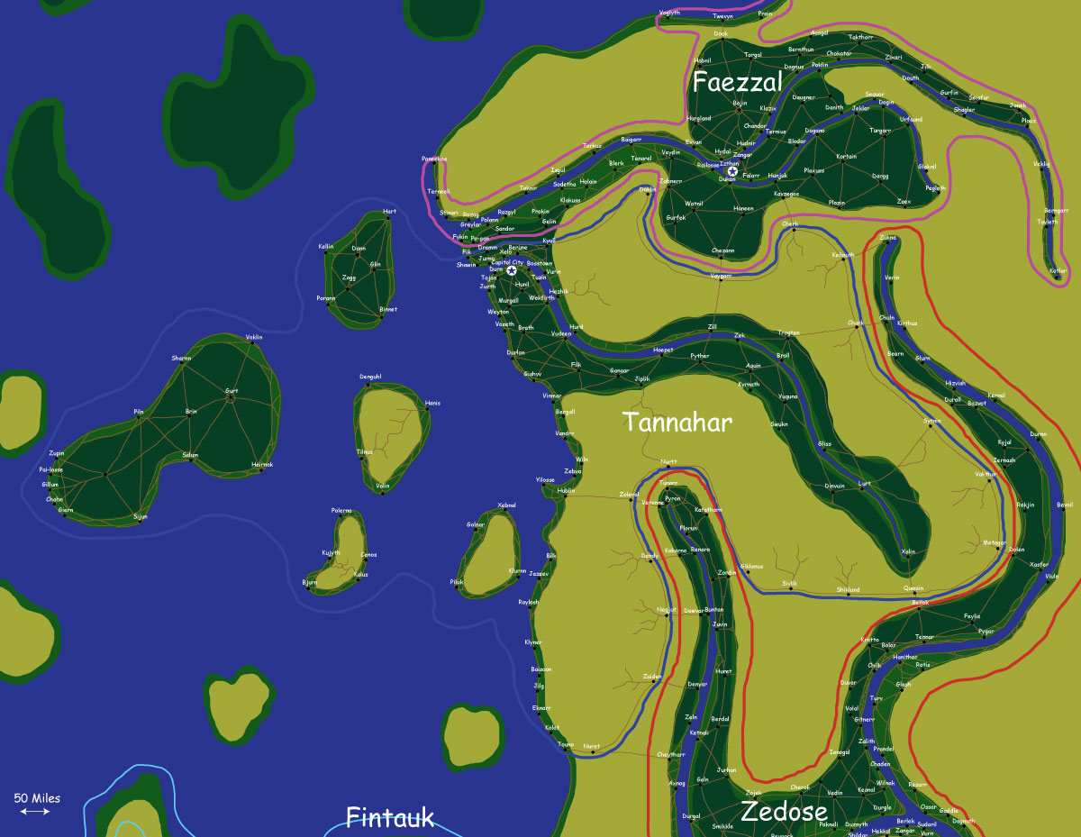 Map of the nation of Tannahar