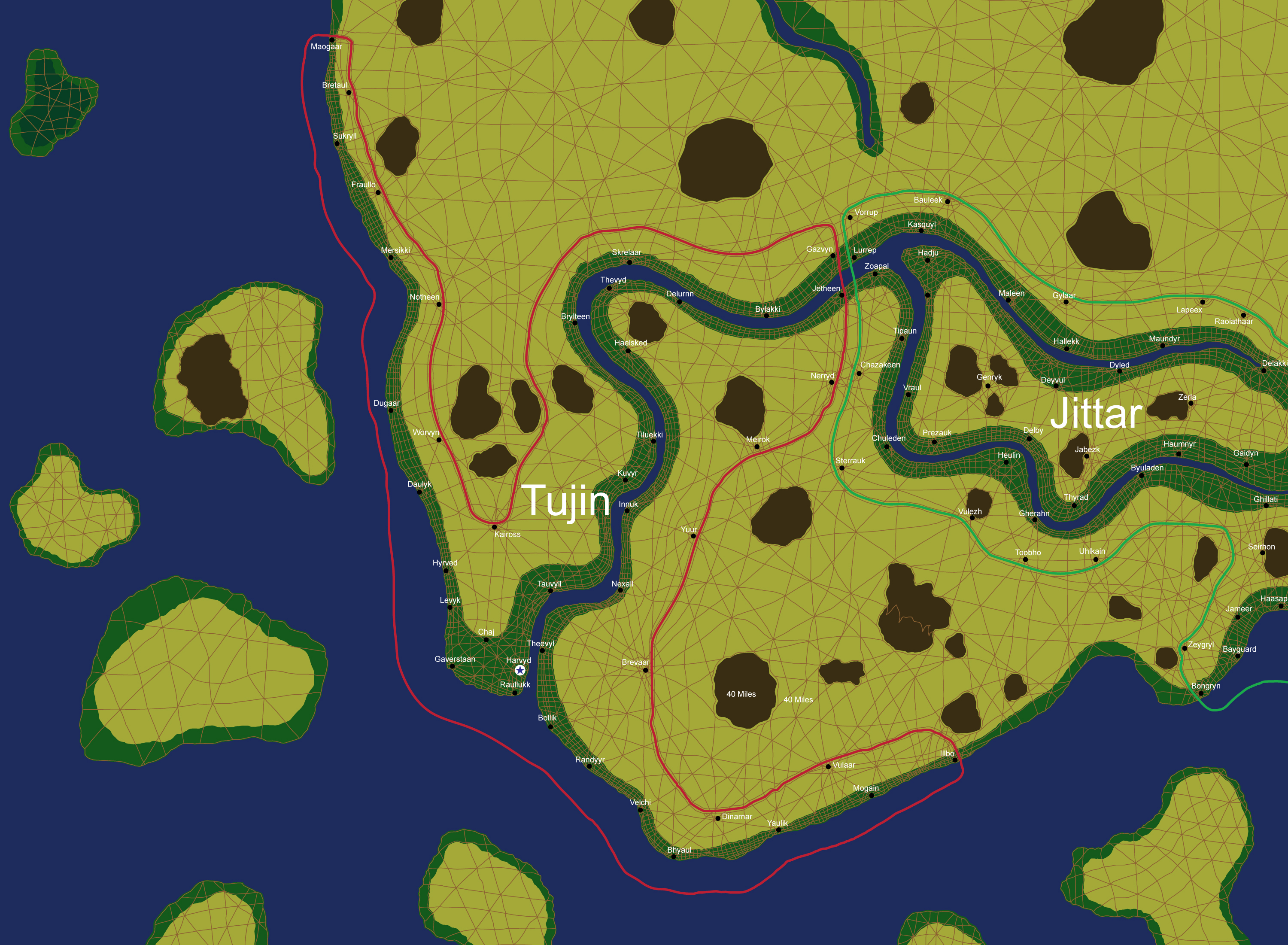 Map of the nation of Tujin