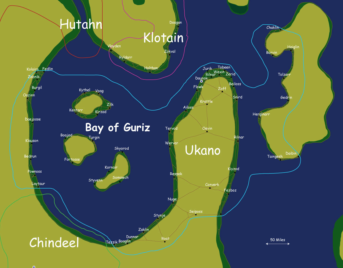 Map of the nation of Ukano