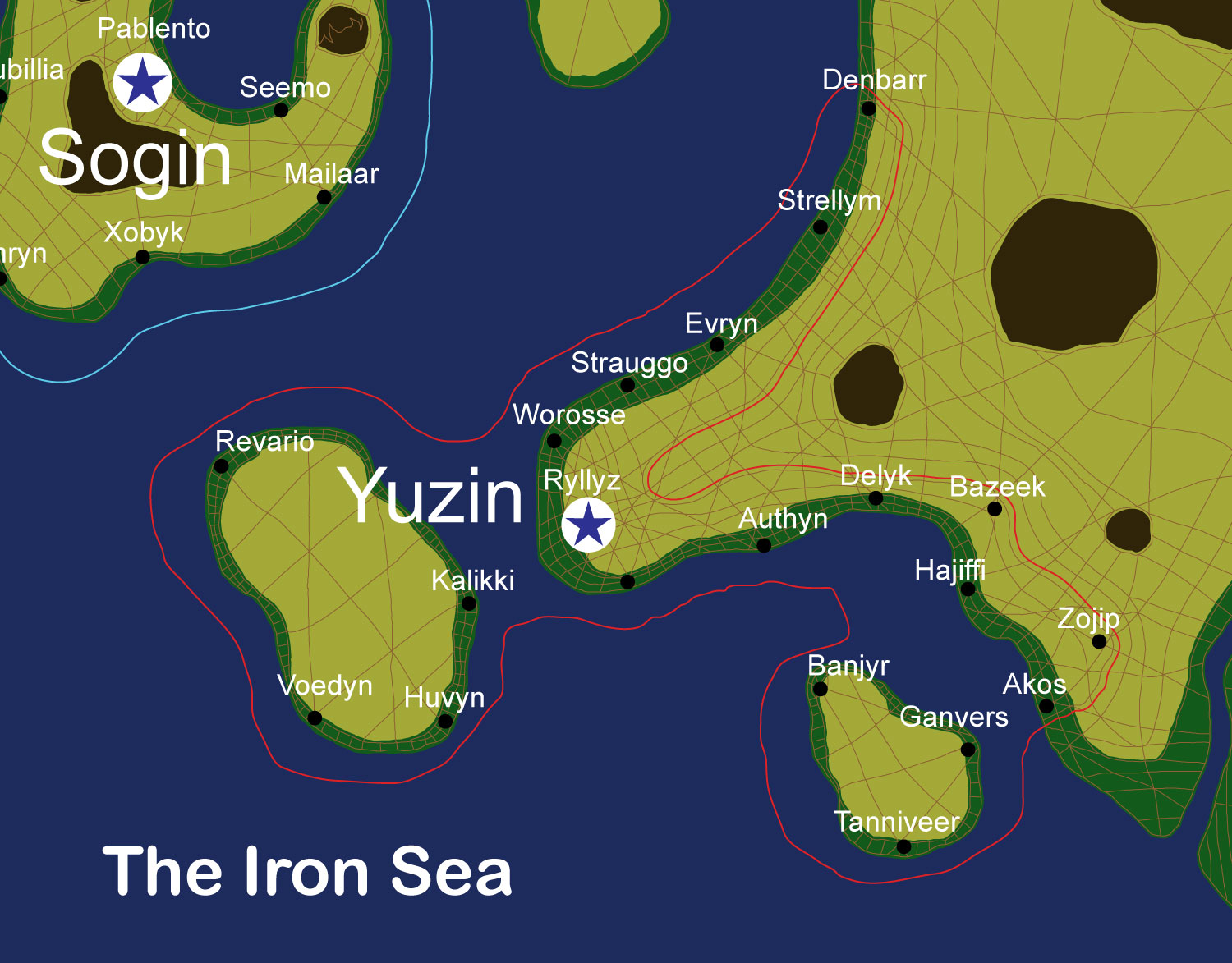 Map of the nation of Yuzin